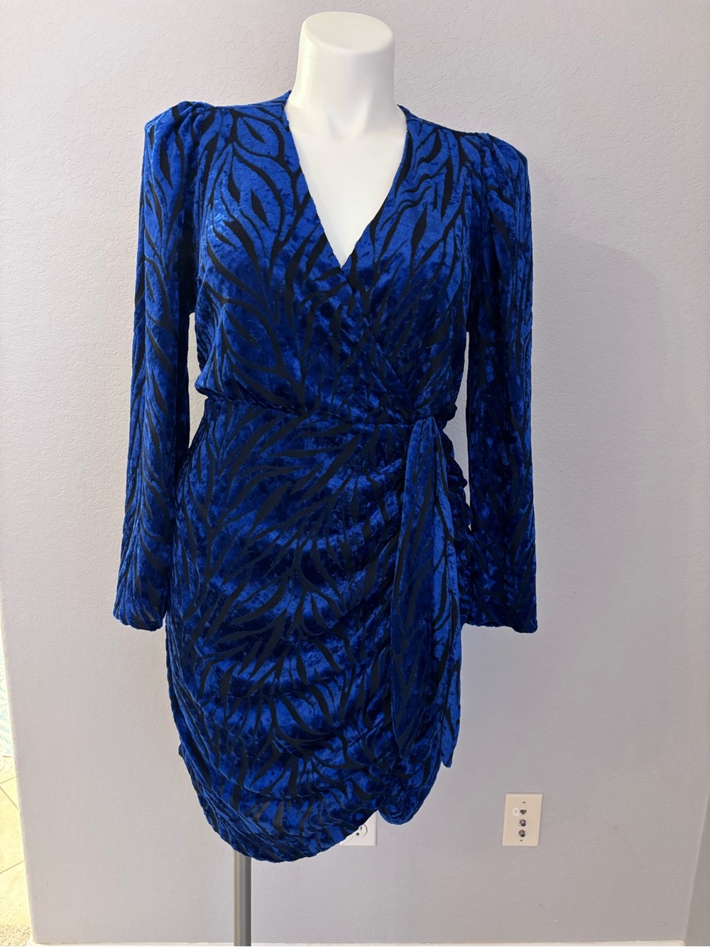 torrid Royal Blue and Black Velvet Wrap Dress